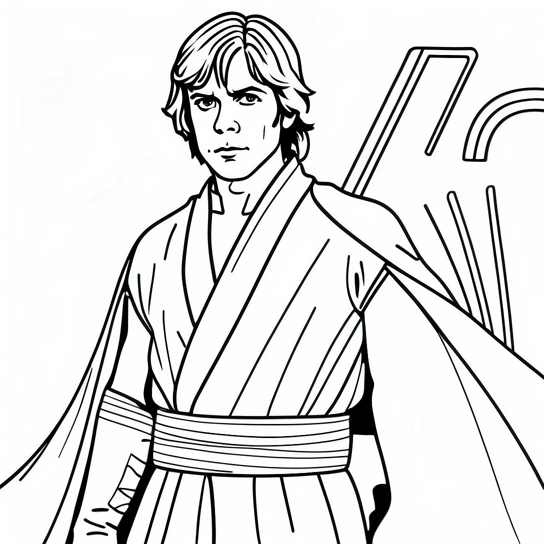Luke Skywalker in Jedi Robes Coloring Page | Luke Skywalker coloring page
