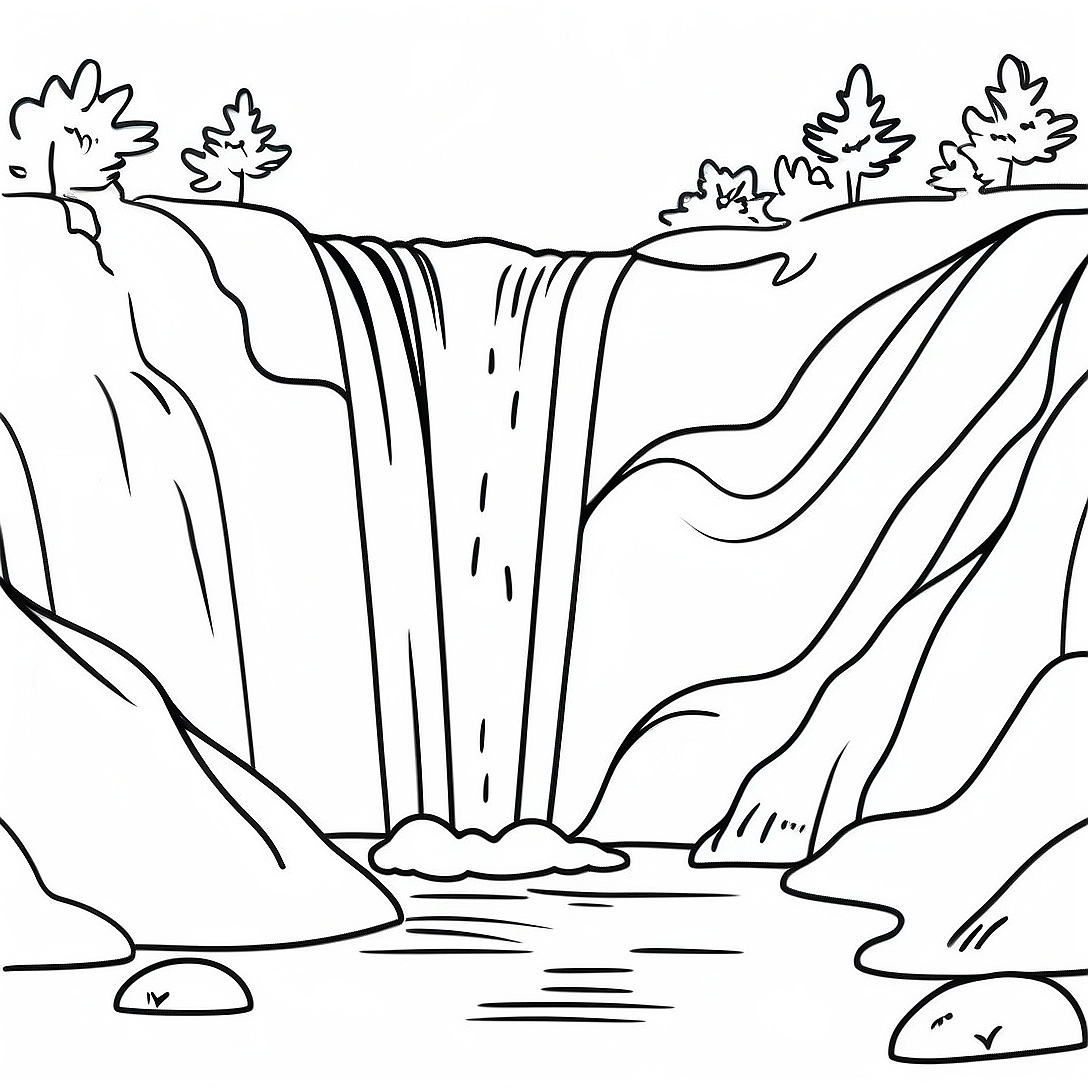 Waterfall Coloring Page | Waterfall coloring page