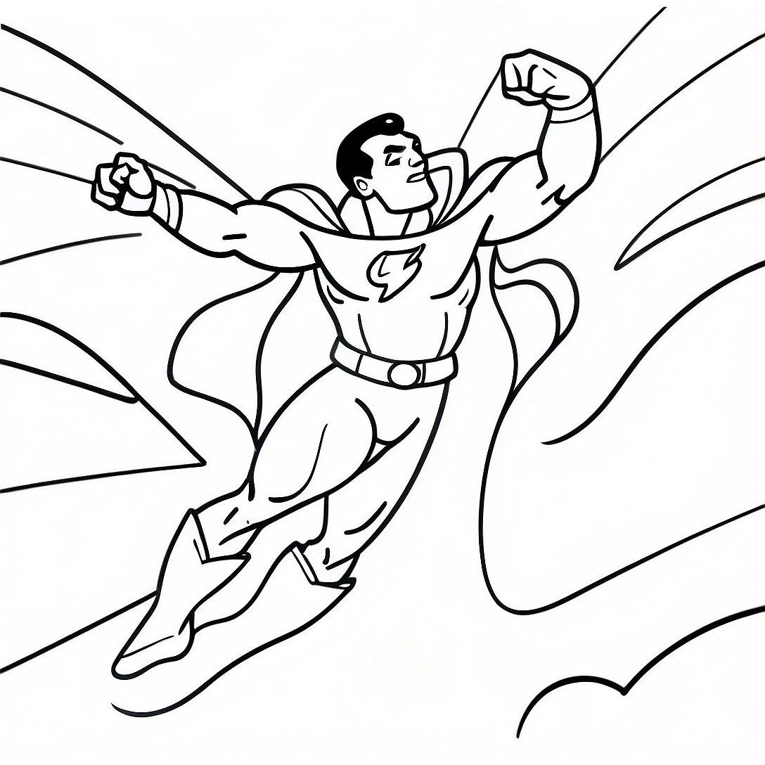 Shazam Flying Through the Sky Coloring Page | Shazam coloring page