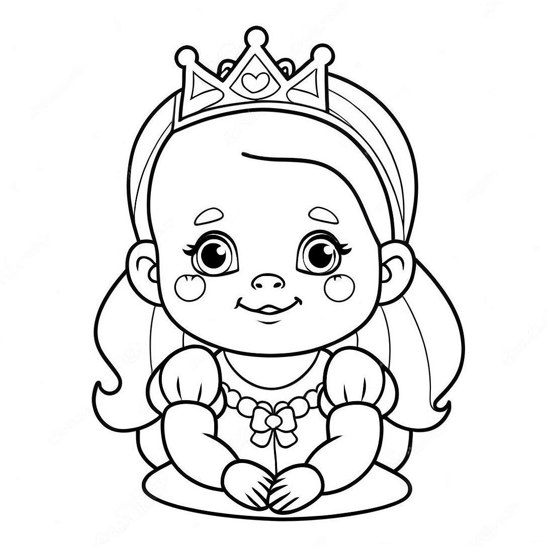 Cute Baby Princess Coloring Page | Baby Cute Princess coloring page