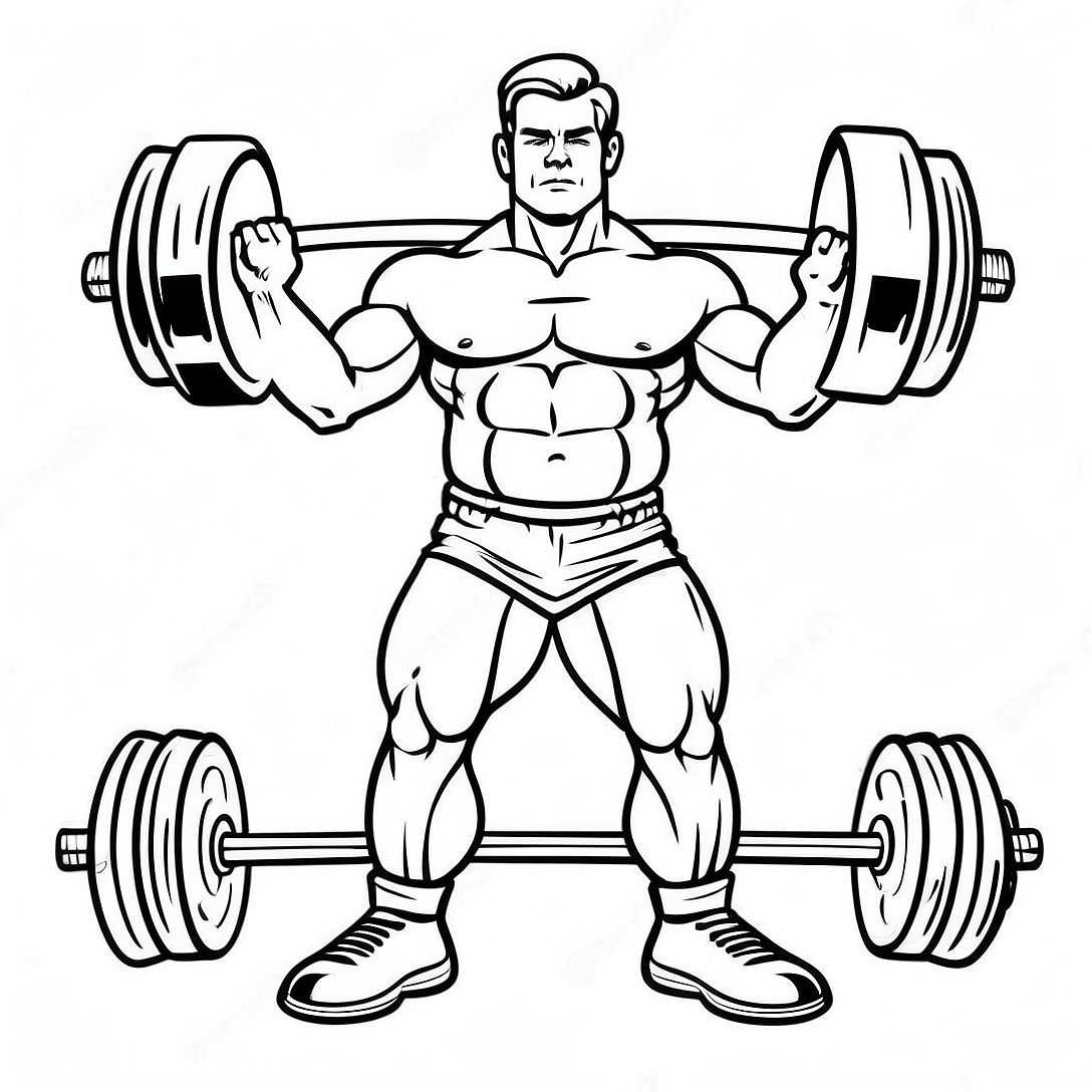 Strong Man Lifting Weights Coloring Page | Men coloring page
