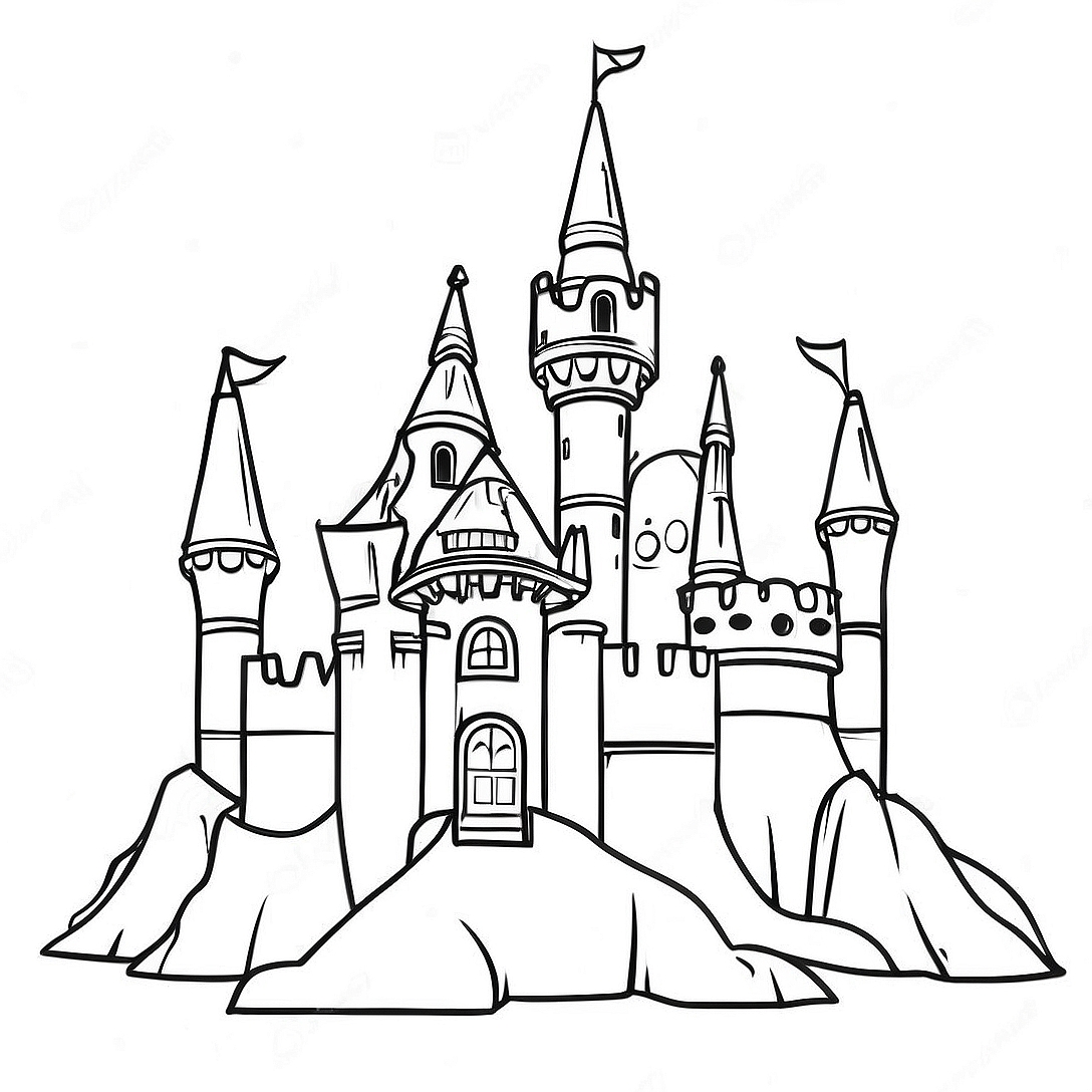 Colorful Lego Castle Coloring Page | Lego Brick coloring page