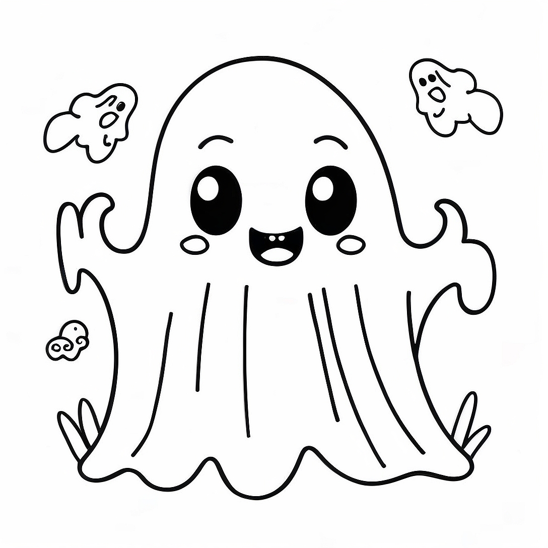 Creepy Kawaii Ghost Coloring Page | Creepy Kawaii coloring page
