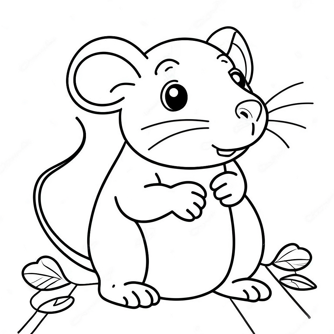 Cute Rat Coloring Page | Rat coloring page