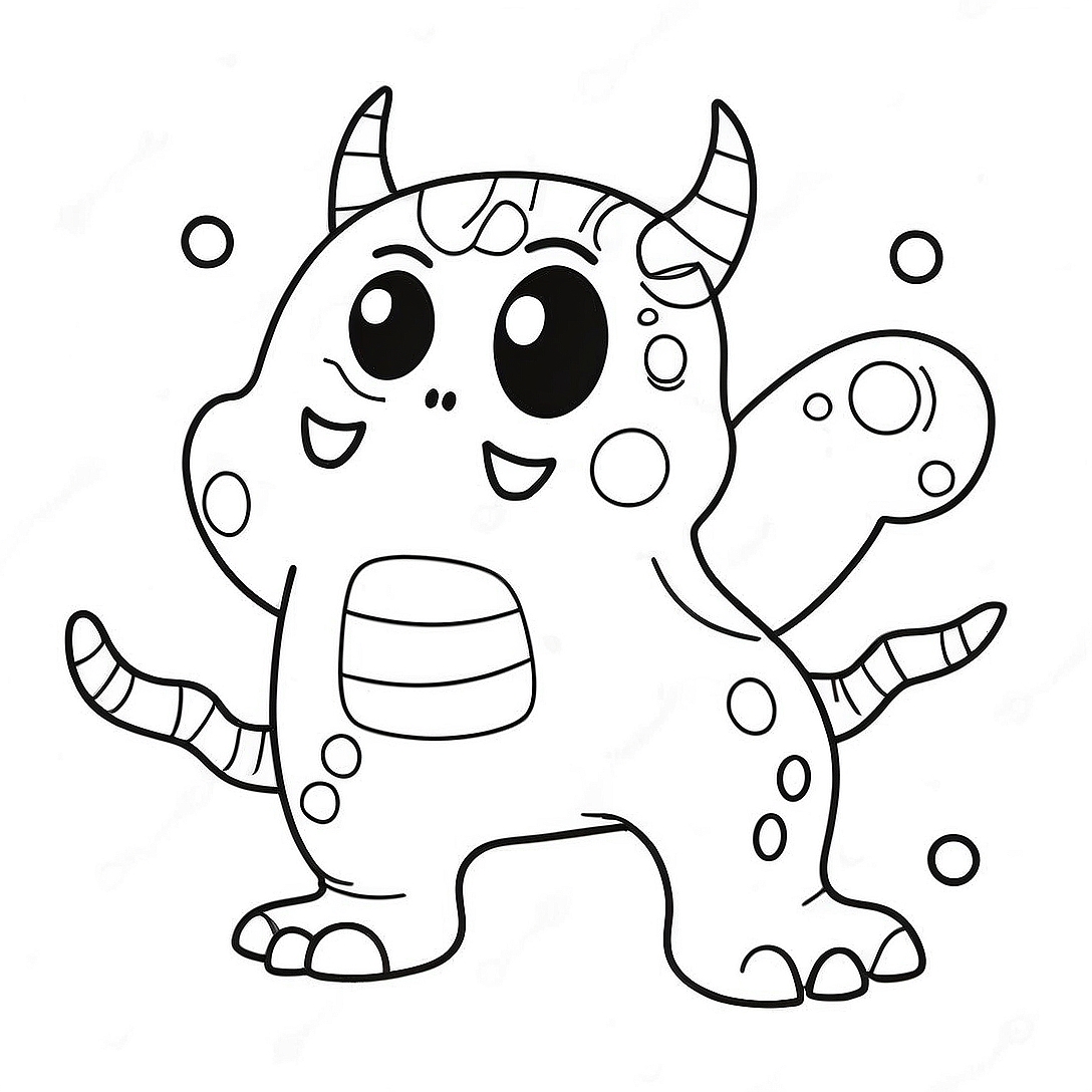 Adorable Creepy Kawaii Monster Coloring Page | Creepy Kawaii coloring page