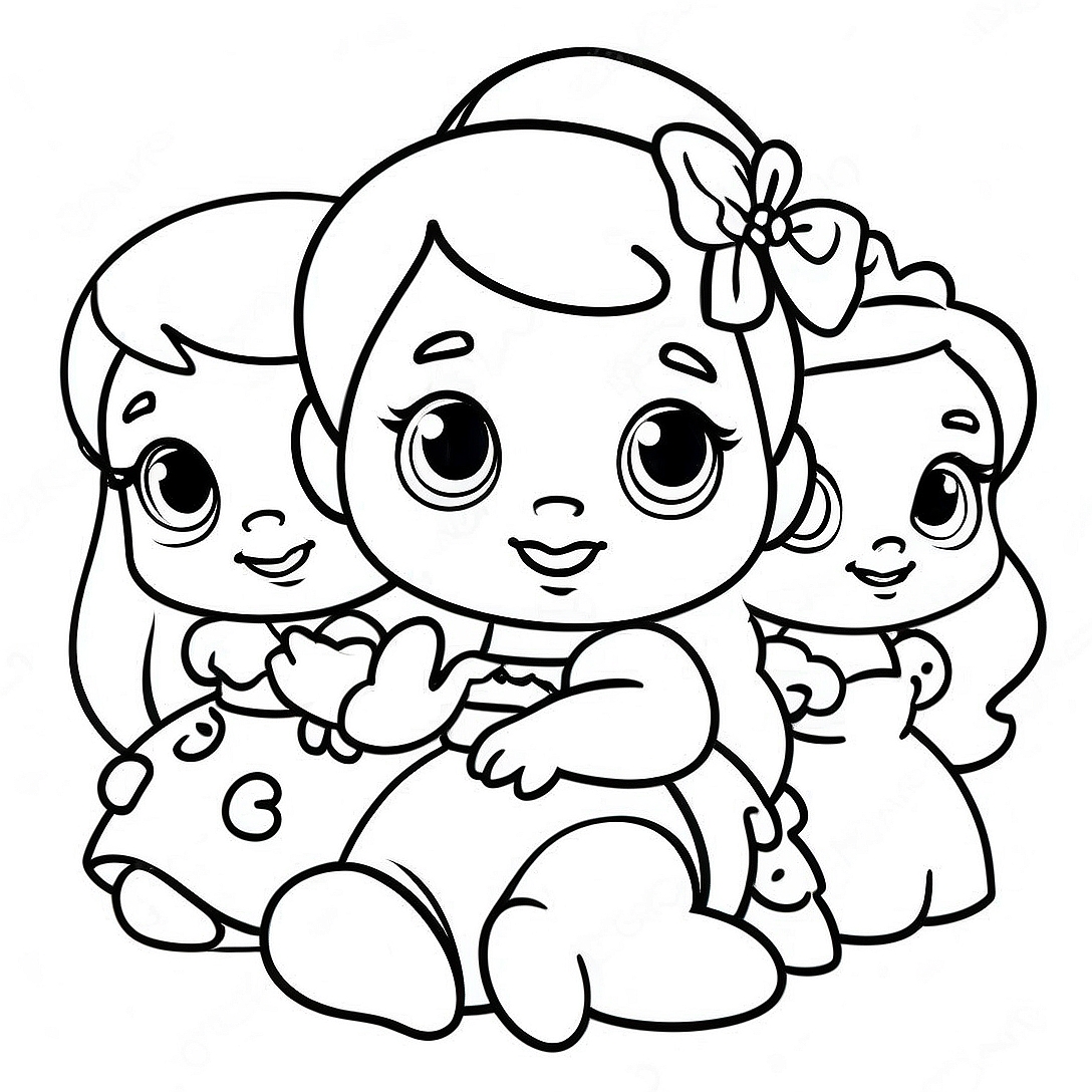 Adorable Baby Disney Princesses Coloring Page | Baby Cute Disney coloring page