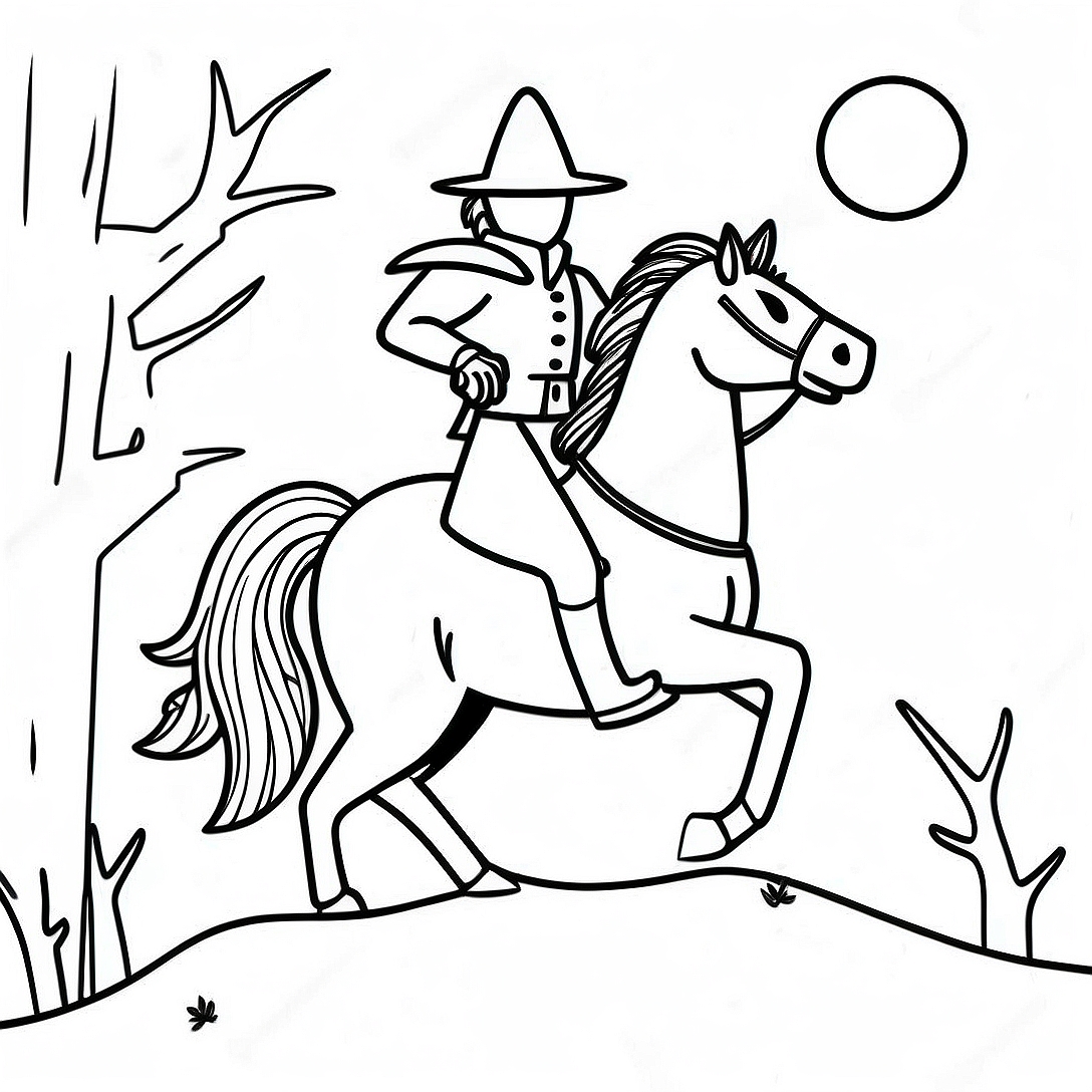Headless Horseman in the Moonlight Coloring Page | Headless Horseman coloring page