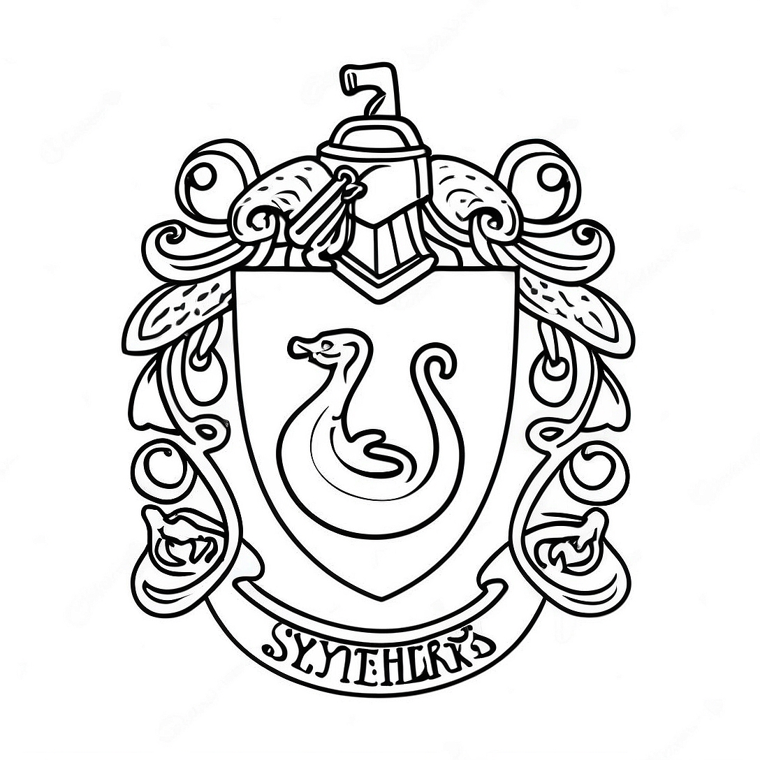 Slytherin Crest Coloring Page | Harry Potter Slytherin coloring page