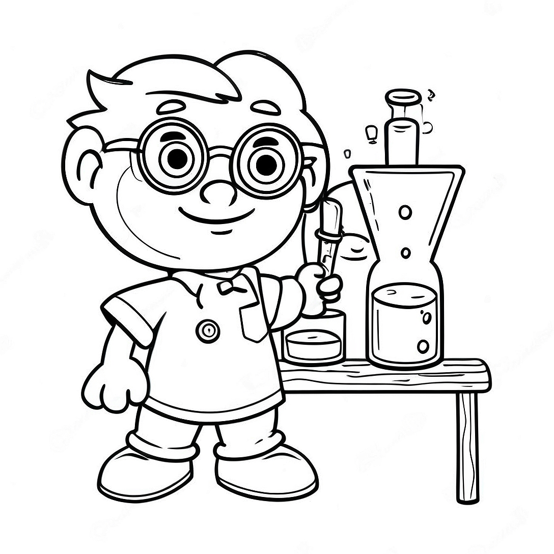 Sid the Science Kid with Colorful Beakers Coloring Page | Sid the Science Kid coloring page