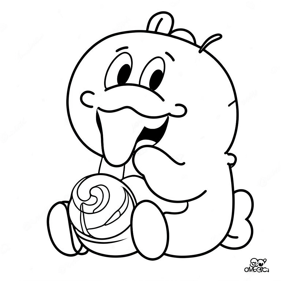 Cute Om Nom Eating Candy Coloring Page | Om Nom coloring page