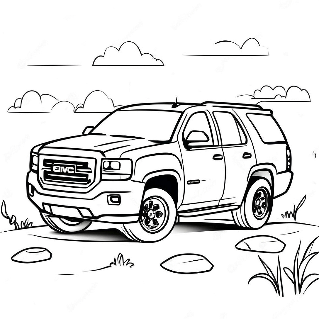 GMC SUV Adventure Coloring Page | GMC coloring page