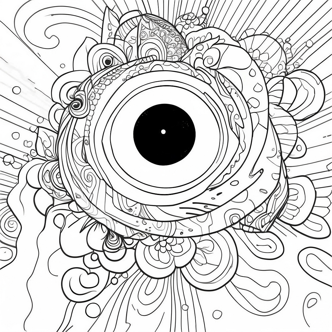 Colorful Galaxy with a Black Hole Coloring Page | Black Hole coloring page