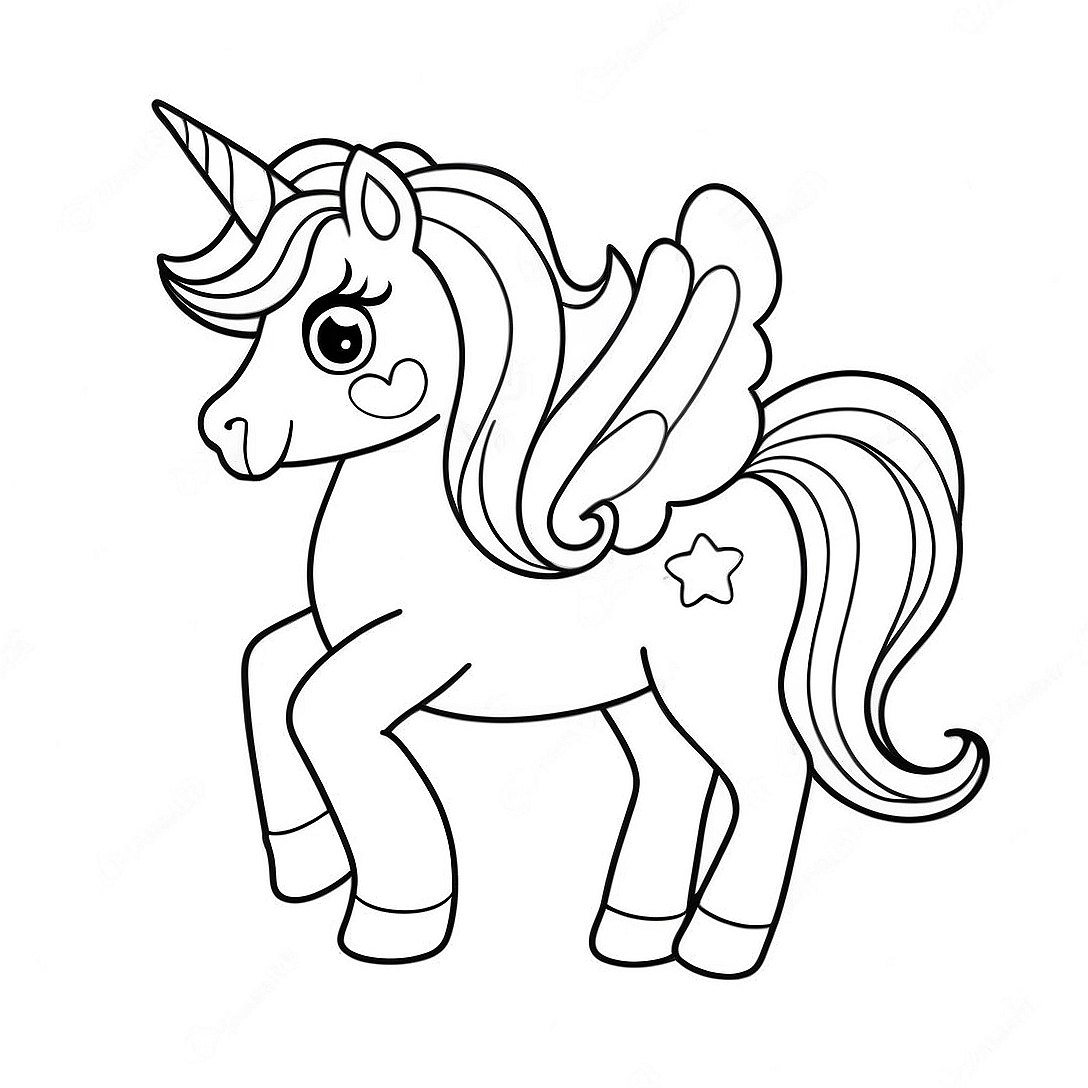 Cute Pink Unicorn Coloring Page | Preschool Pink coloring page