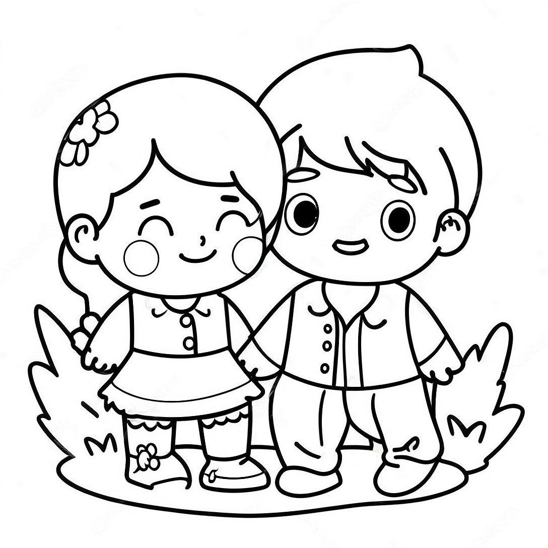 Boy and Girl Coloring Page | Boy and Girl coloring page