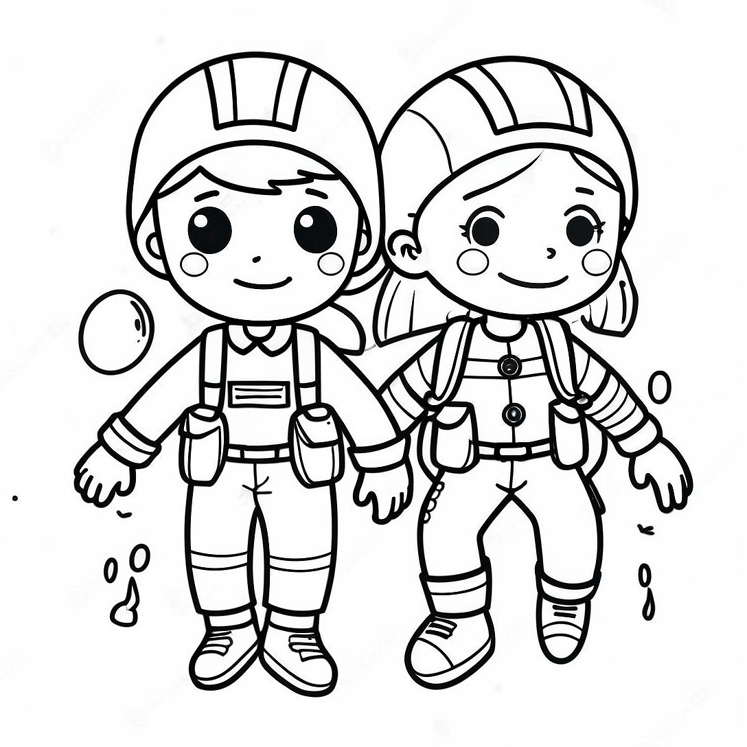 Adventurous Boy and Girl Coloring Page | Boy and Girl coloring page