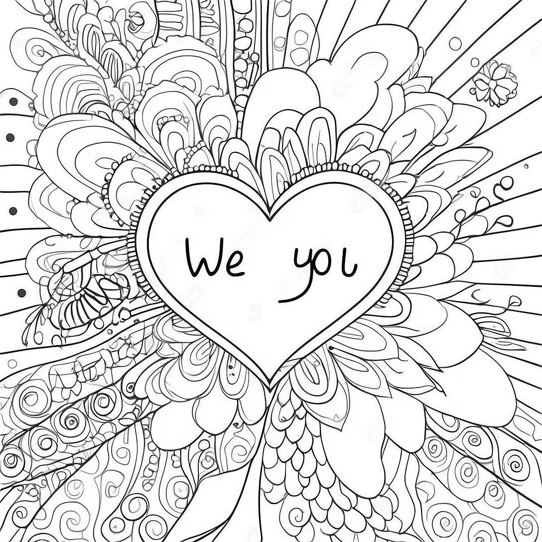 We Love You Heart Coloring Page | We Love You coloring page