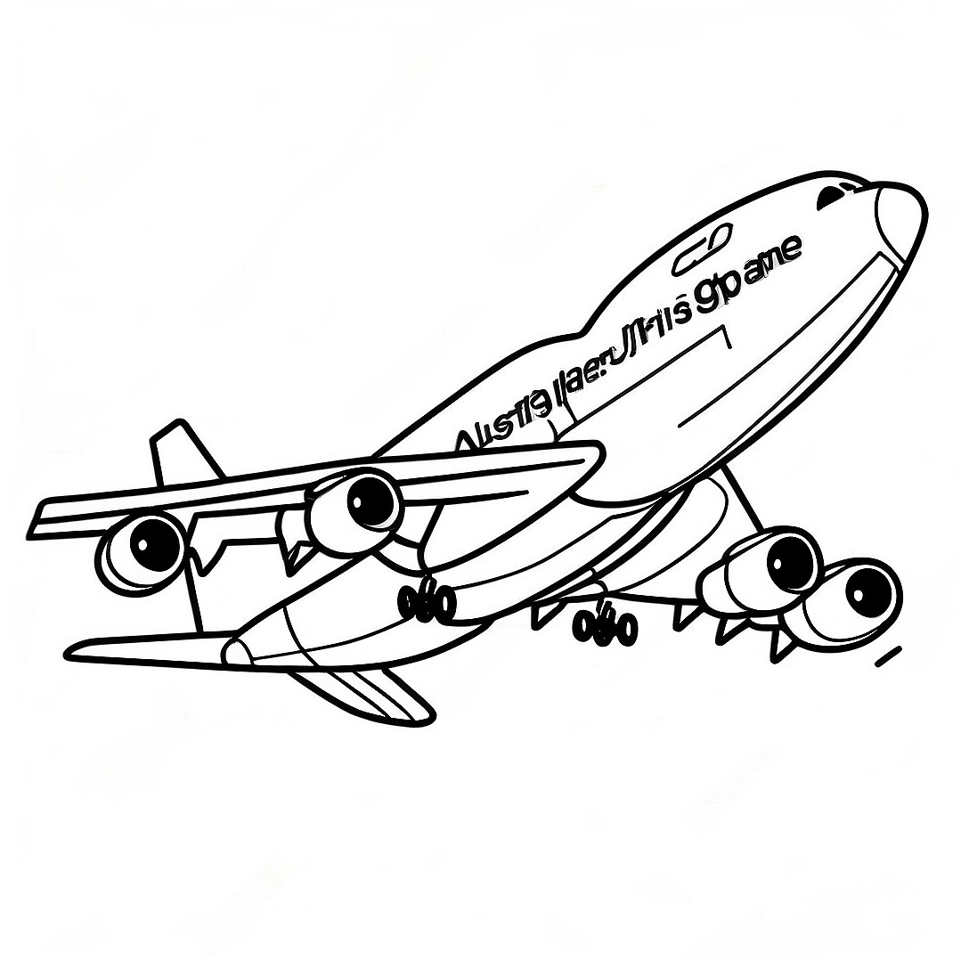 A380 Airplane in Flight Coloring Page | A380 Airplane coloring page