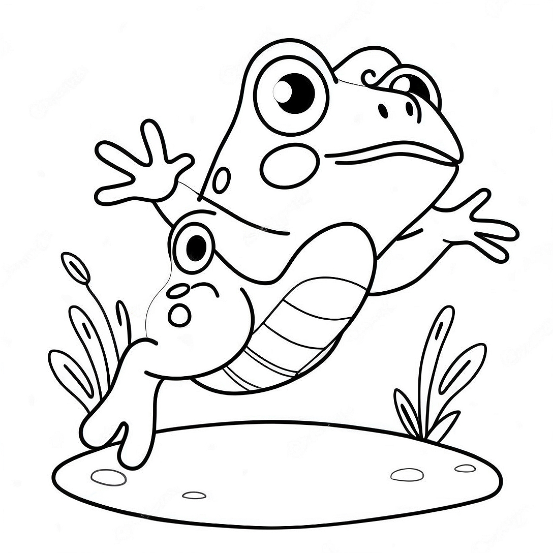 Cute Frog Jumping Coloring Page | Frog and Toad coloring page