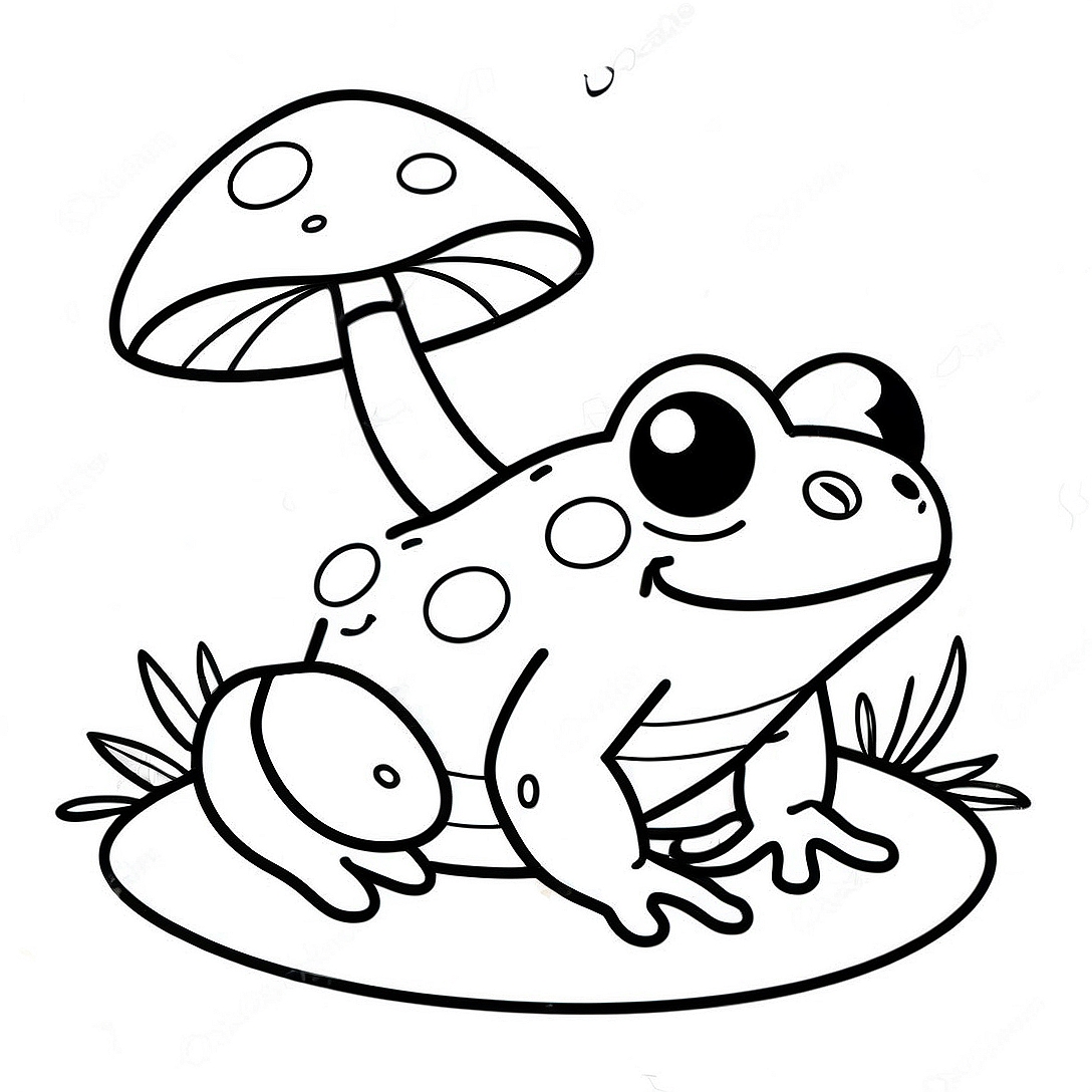 Frog and Mushroom Coloring Page | Frog and Mushroom coloring page