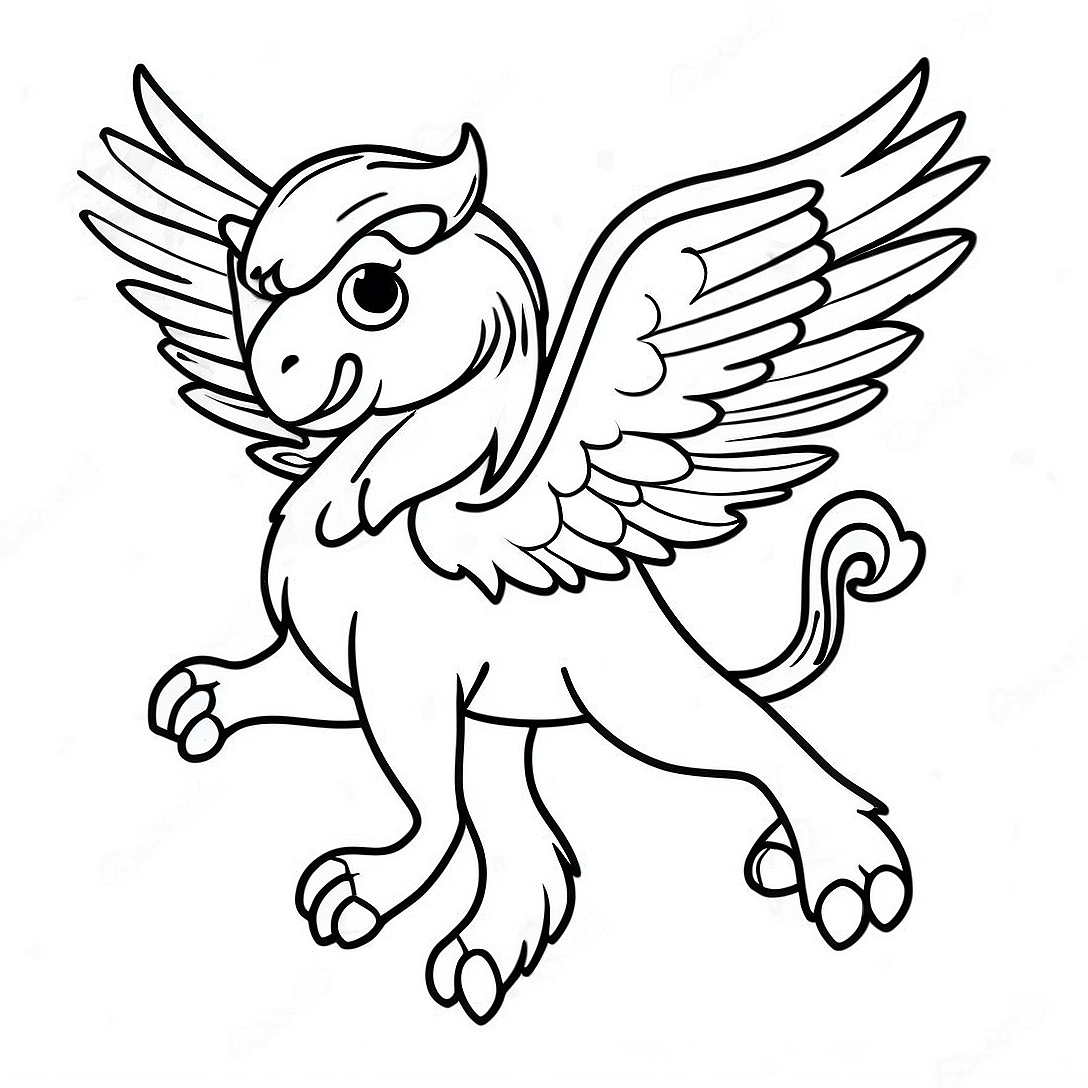 Majestic Griffin Flying Coloring Page | Griffin coloring page
