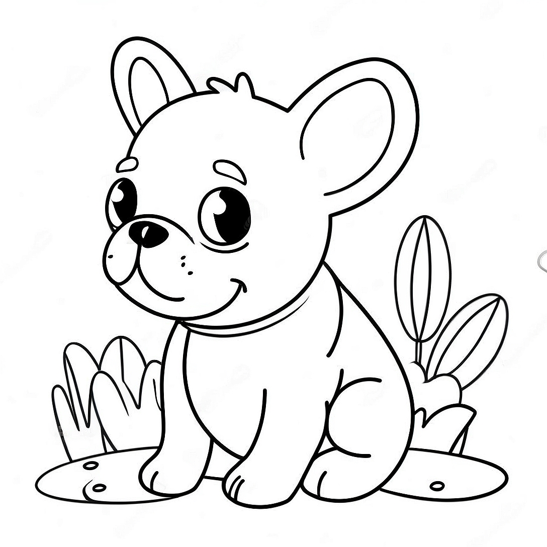 Cute French Bulldog Puppy Coloring Page | French Bulldog coloring page