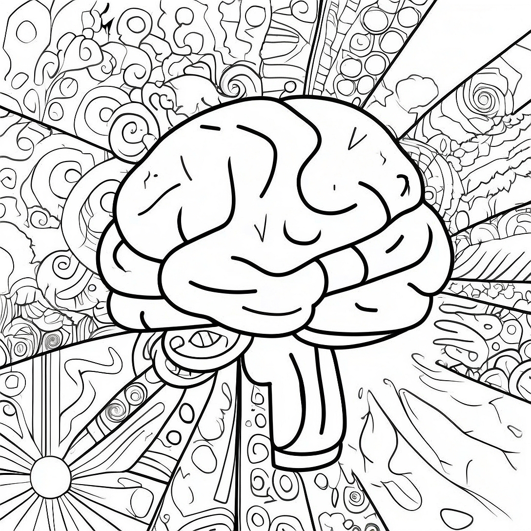 Colorful ADHD Brain Coloring Page | ADHD coloring page