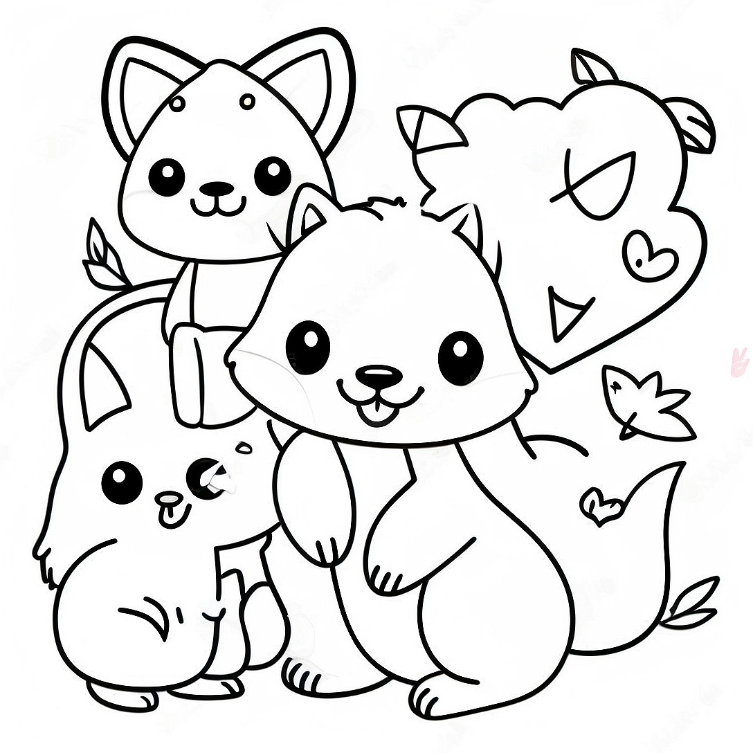 Cute Woodland Creatures Coloring Page | Forest Animal coloring page