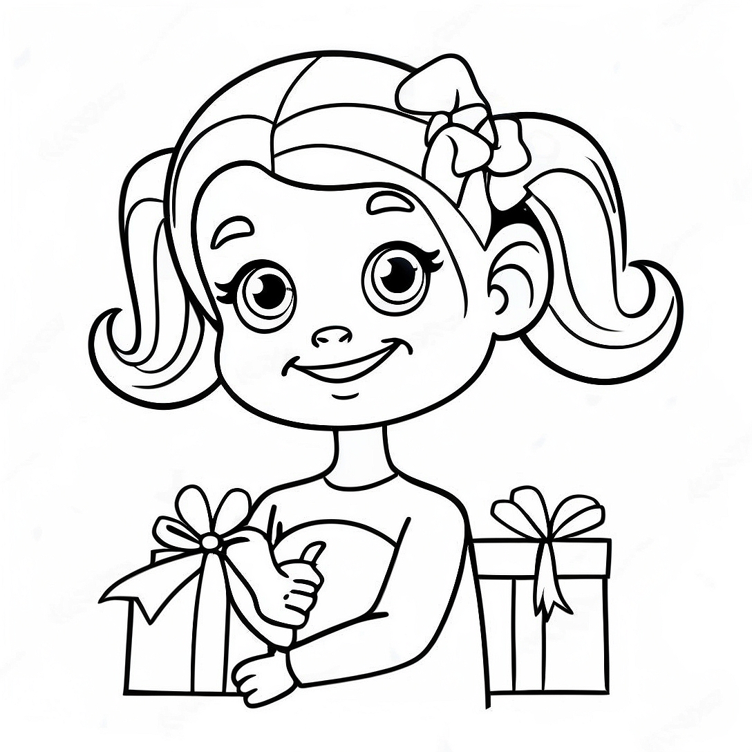 Cute Cindy Lou Who with Gifts Coloring Page | Cindy Lou Who coloring page