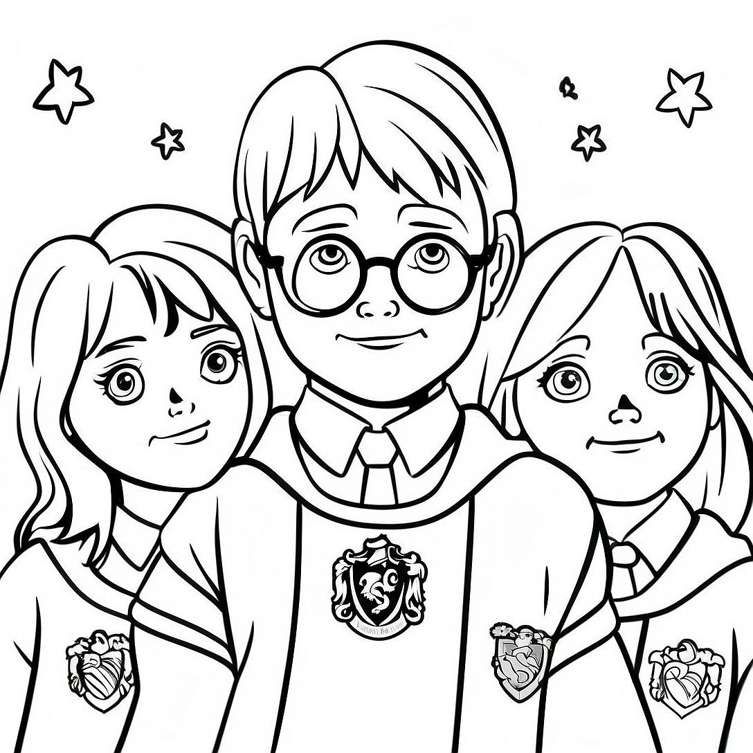 Brave Gryffindor Students Coloring Page | Gryffindor coloring page