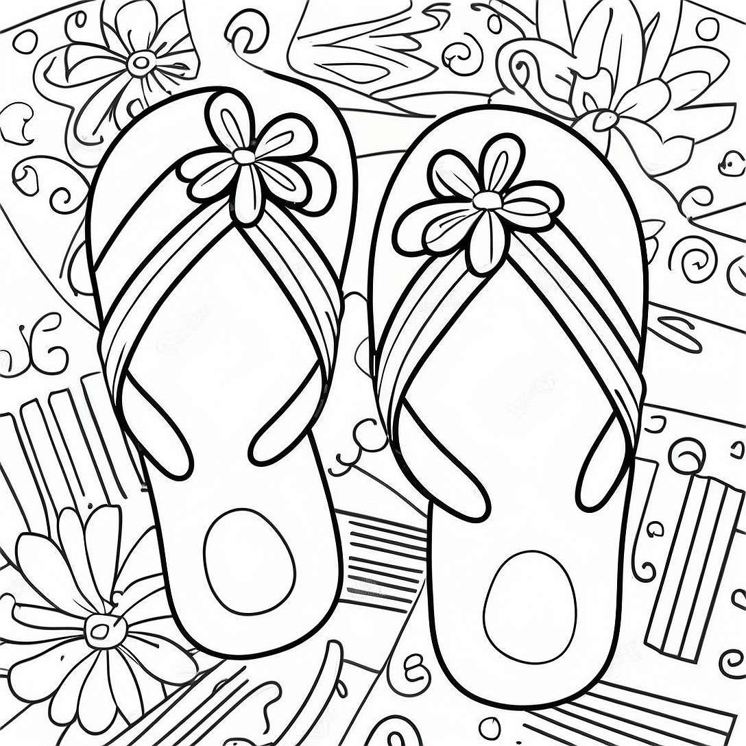 Colorful Flip Flop Coloring Page | Flip Flop coloring page