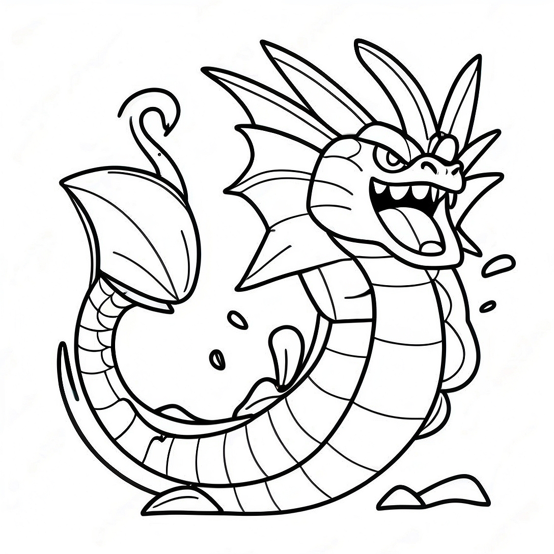 Angry Gyarados Coloring Page | Gyarados coloring page