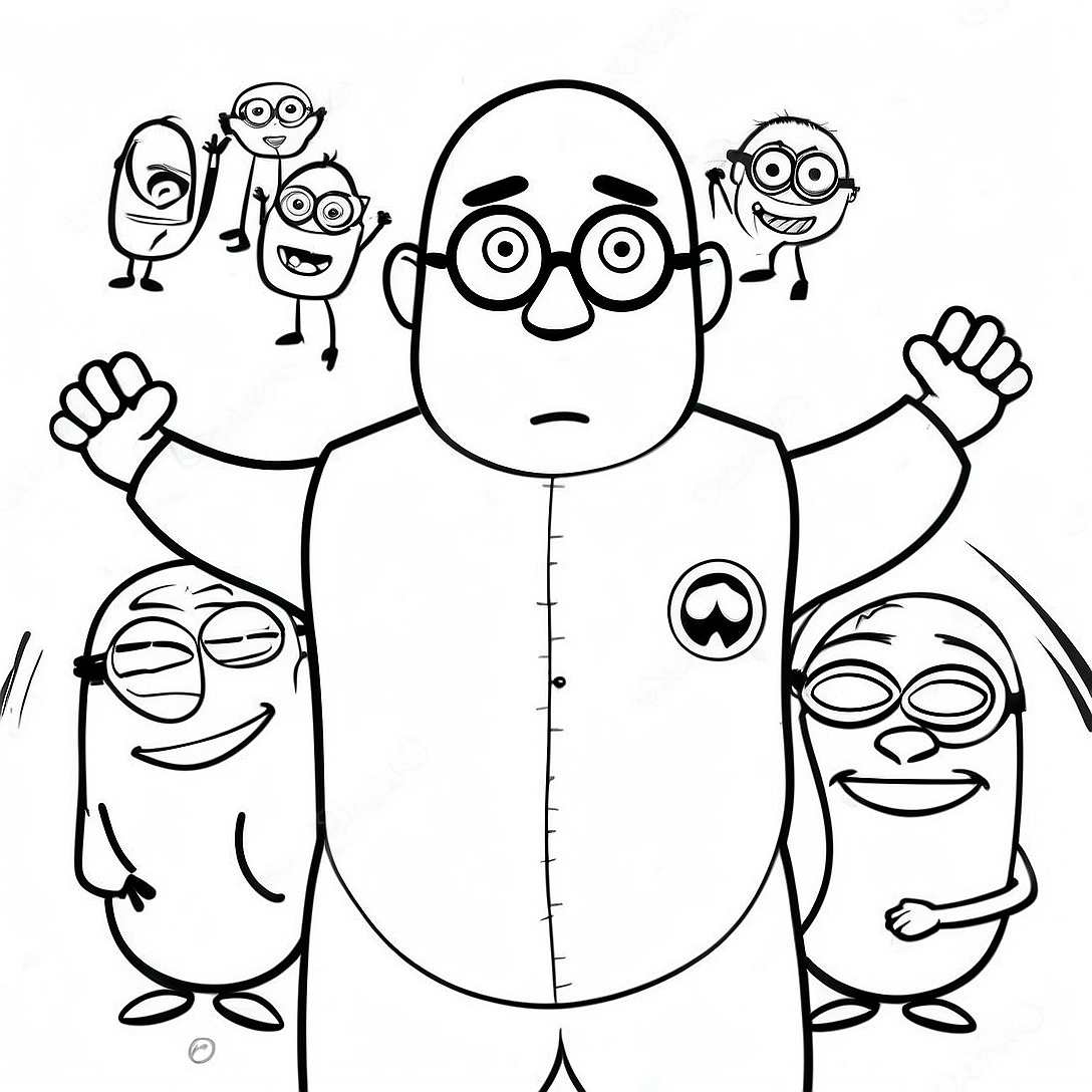 Gru with Minions Coloring Page | Minions The Rise of Gru coloring page