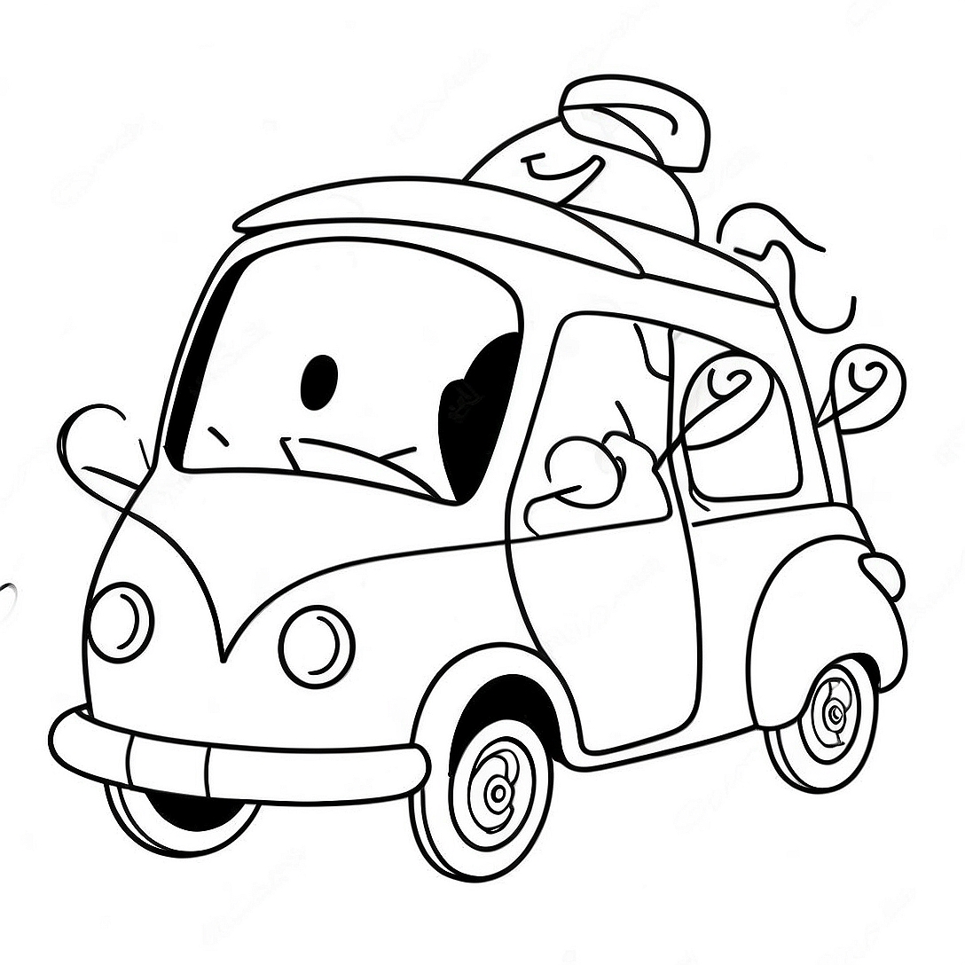Cute Cartoon Car Coloring Page | Easy Car coloring page