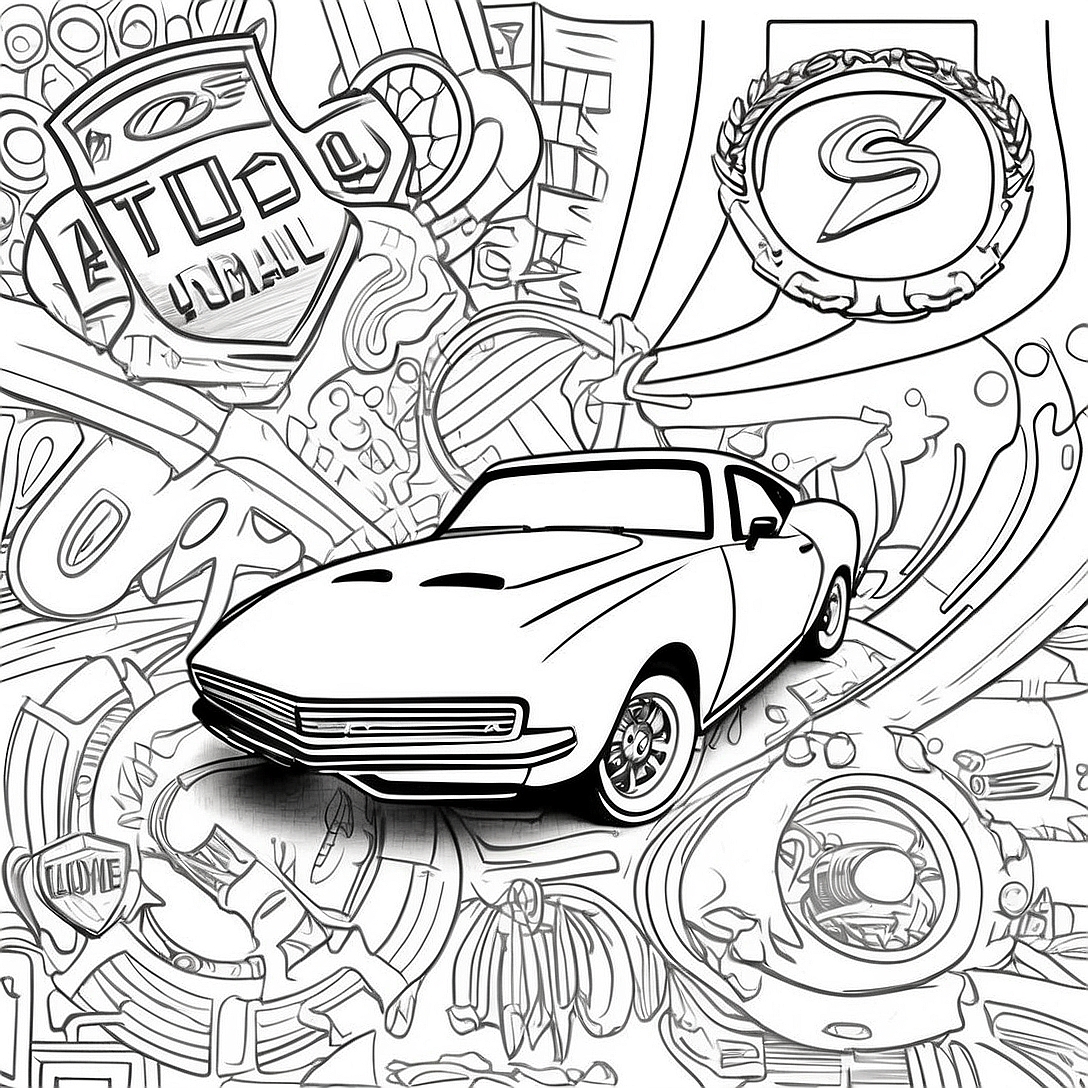 Sporty Car Logo Coloring Page | Car Logo coloring page