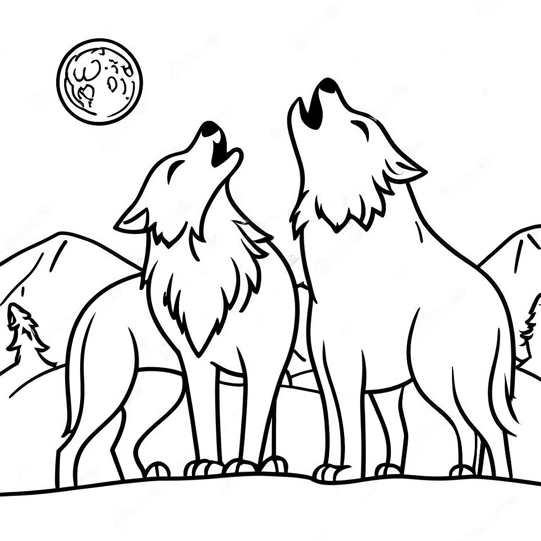 Timberwolves Howling at the Moon Coloring Page | Timberwolves coloring page