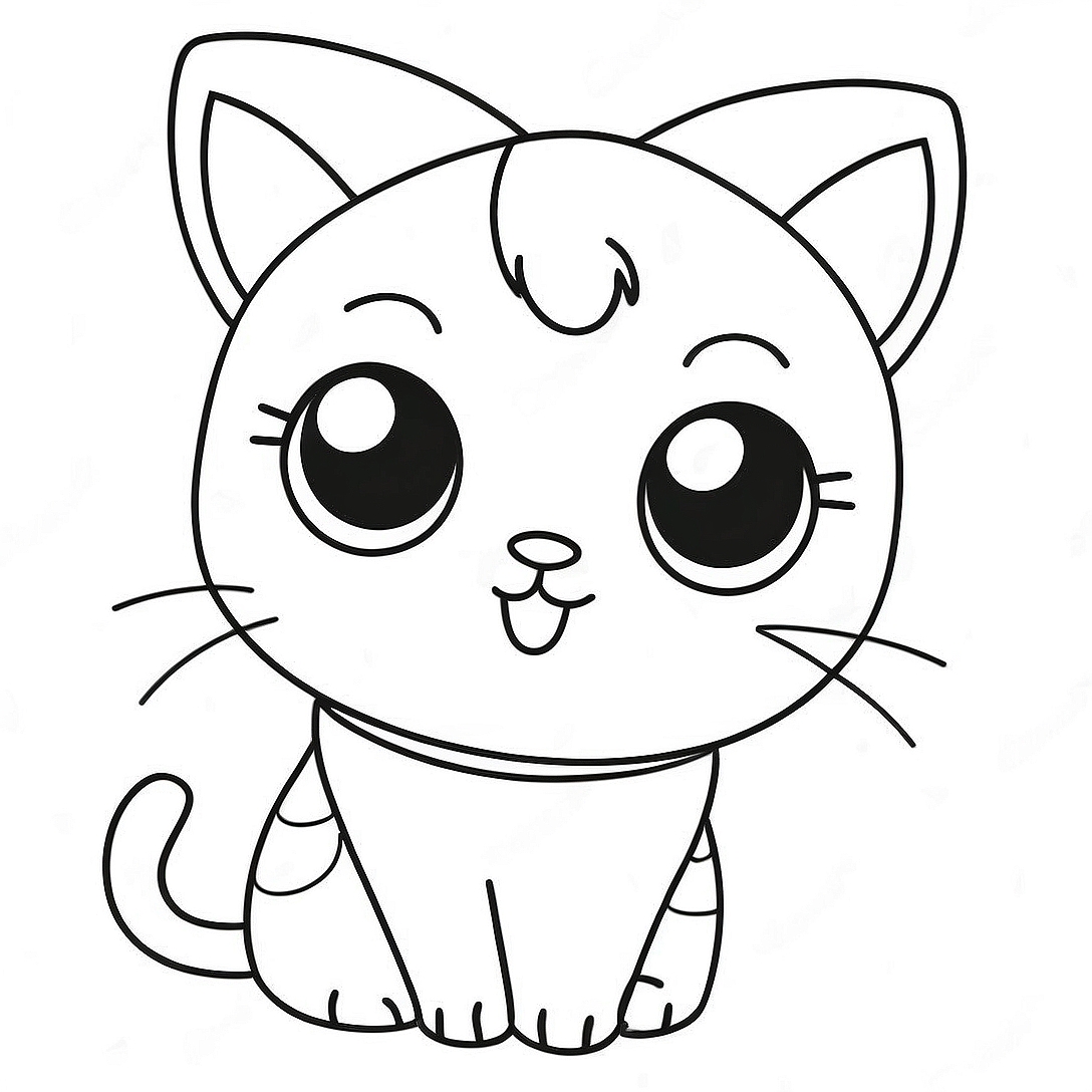 Adorable Kawaii Cat Girl Coloring Page | Kawaii Cute Anime coloring page