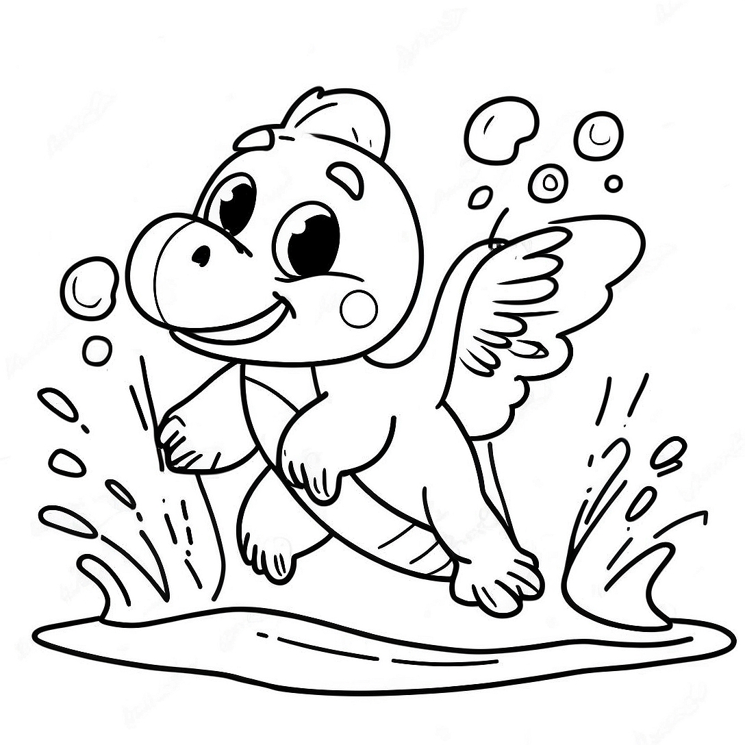 Zuma Splashing in Water Coloring Page | Zuma Paw Patrol coloring page