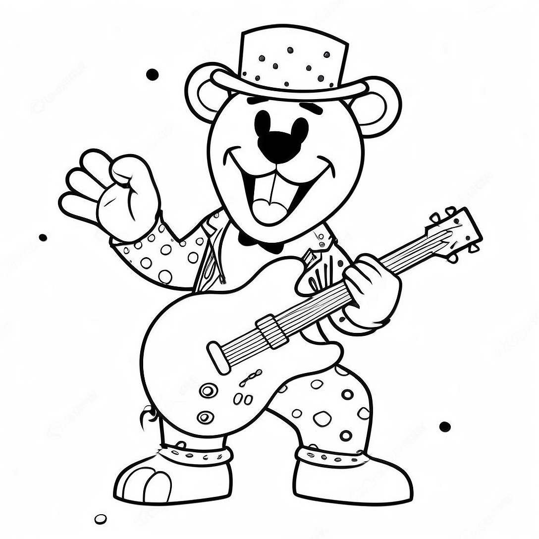Glamrock Freddy in Concert Coloring Page | Glamrock Freddy coloring page