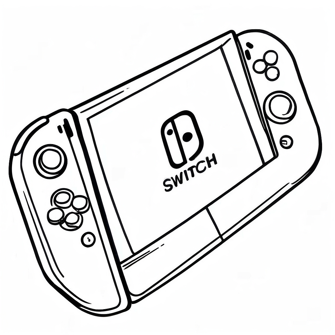 Colorful Nintendo Switch Console Coloring Page | Nintendo Switch coloring page