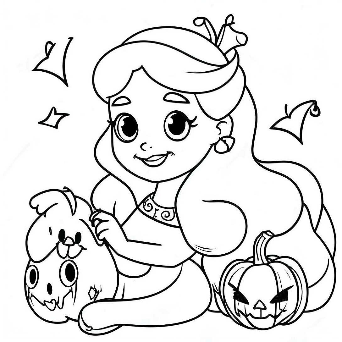 Disney Princess Halloween Coloring Page | Disney Princess Halloween coloring page