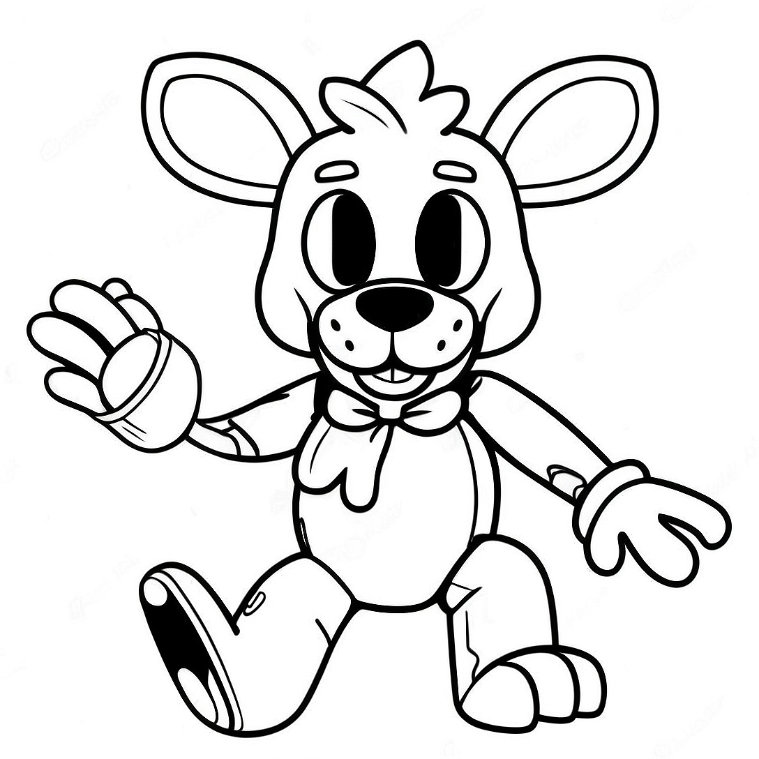 Mangle FNAF Character in Action Coloring Page | Mangle FNAF coloring page