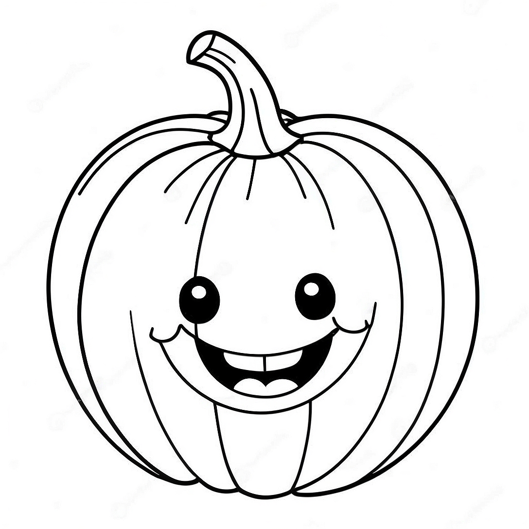 Cute Pumpkin with a Smile Coloring Page | Pumpkin Patch coloring page