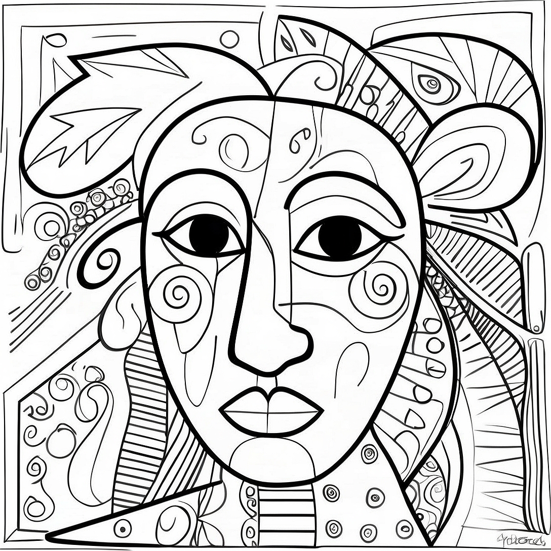 Abstract Picasso Style Coloring Page | Picasso coloring page