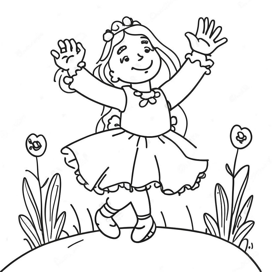 Lisa Dancing with Flowers Coloring Page | Blackpink coloring page