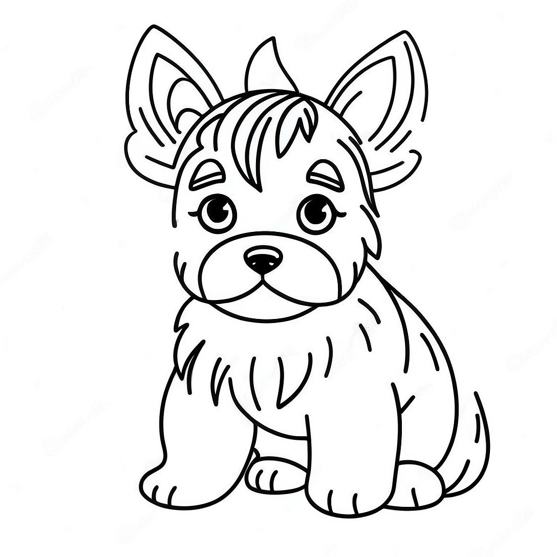 Yorkie Puppy Coloring Page | Yorkie coloring page