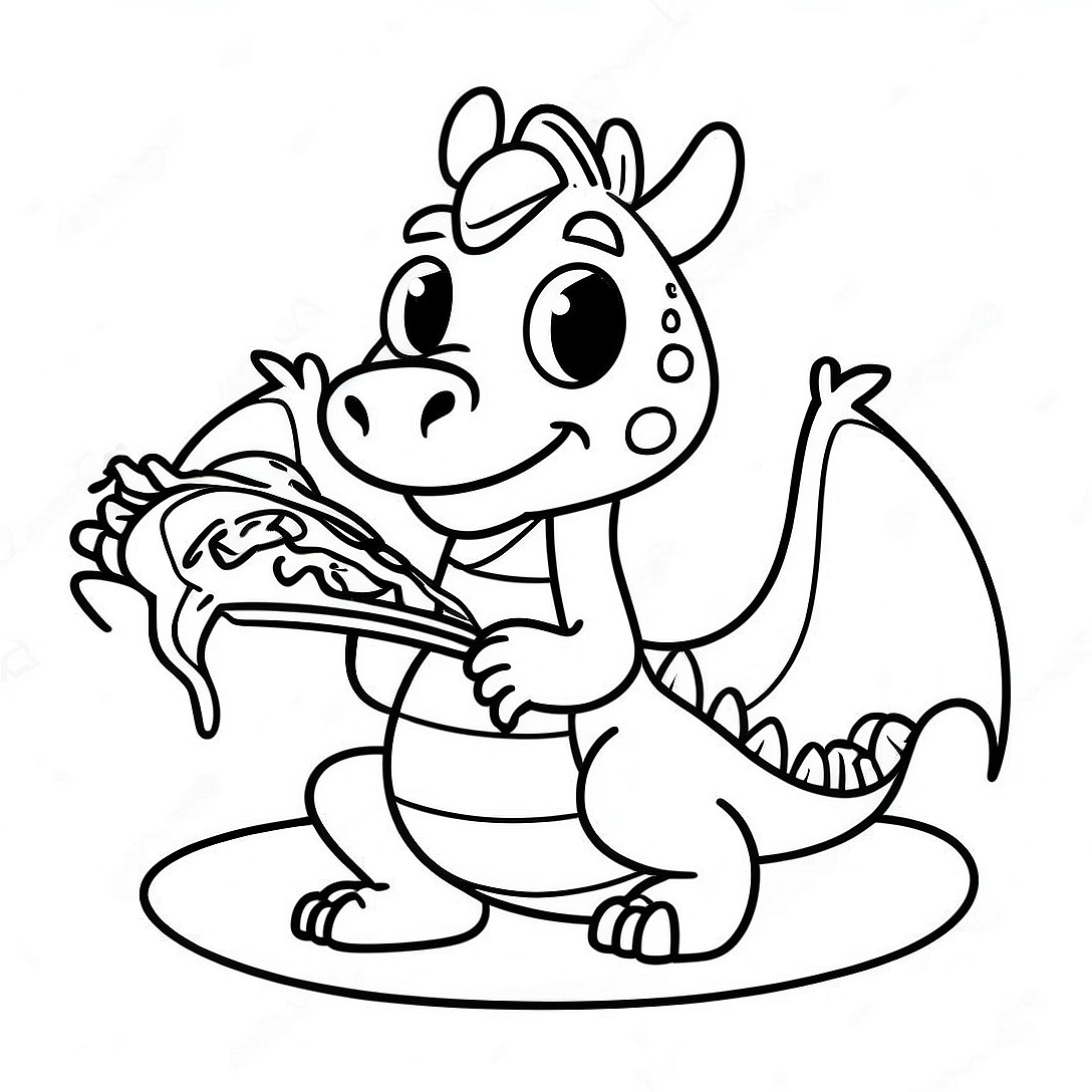 Funny Dragon Eating Tacos Coloring Page | Dragons Love Tacos coloring page