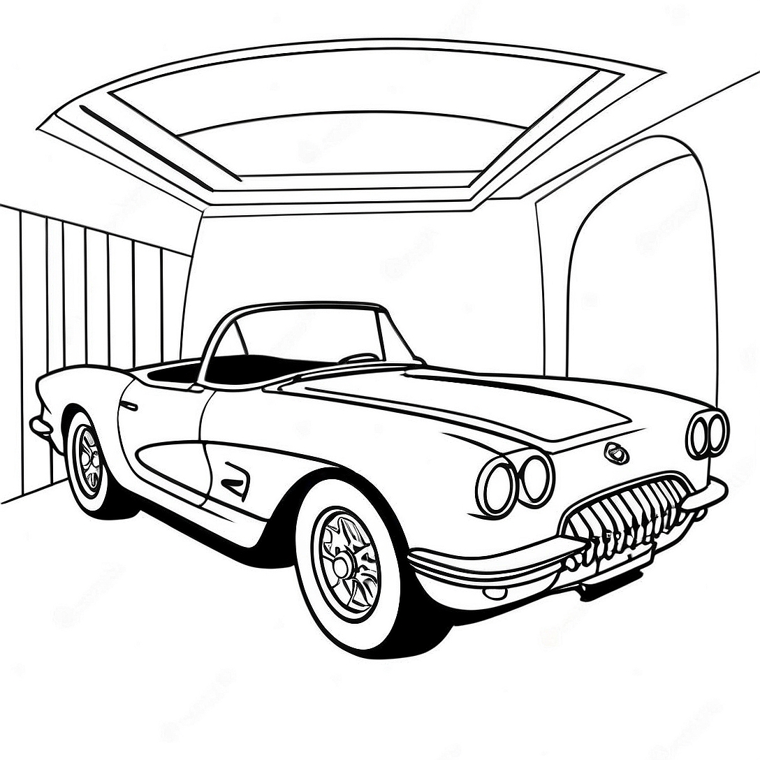 Classic Corvette Convertible Coloring Page | Corvette coloring page