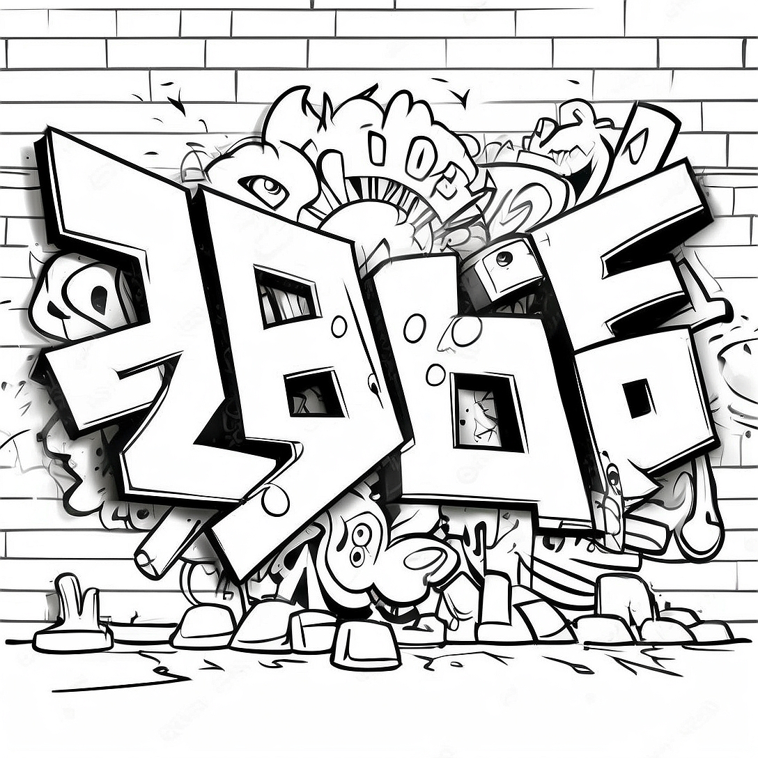 Colorful Graffiti Wall Coloring Page | Graffiti coloring page