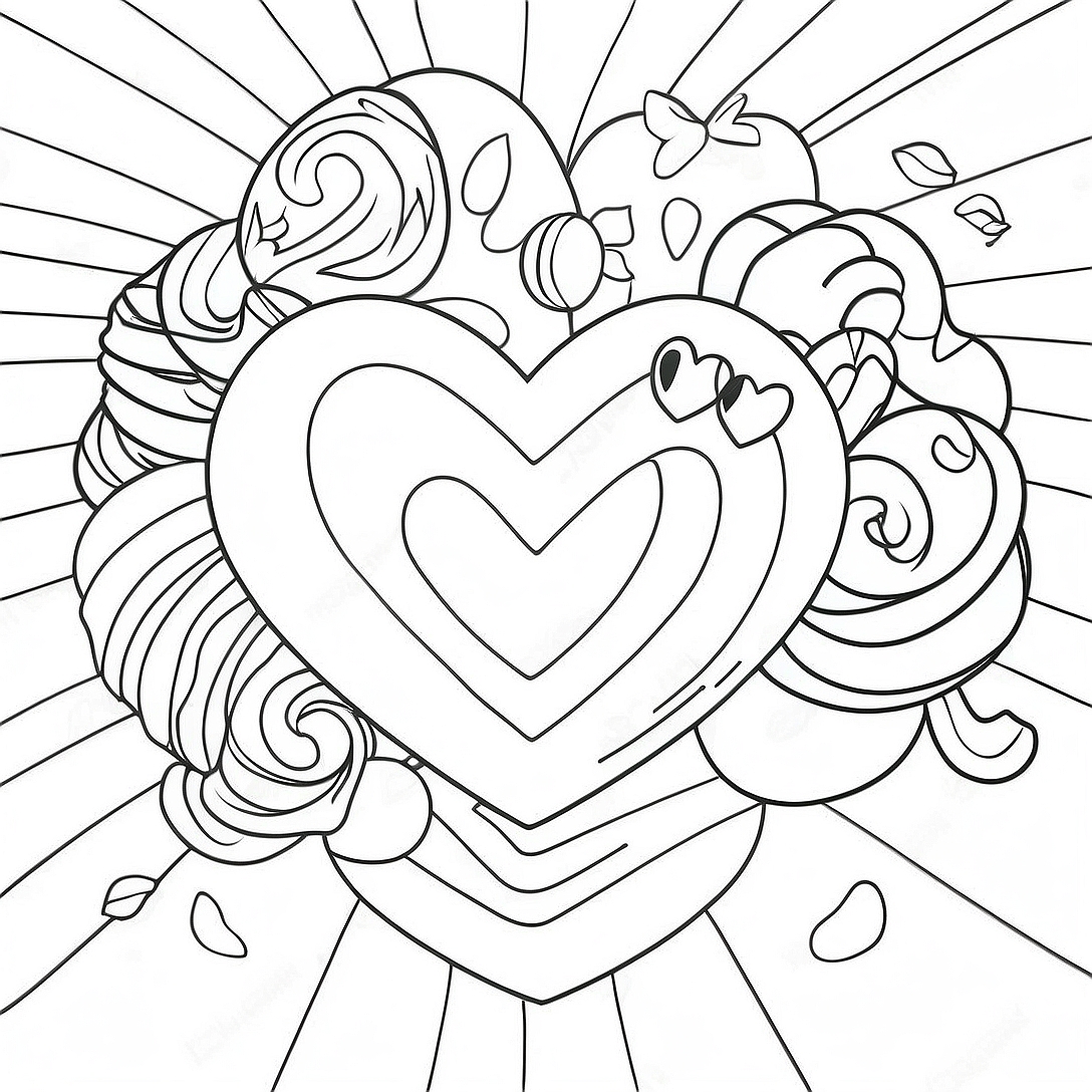 Candy Heart Coloring Page | Candy Heart coloring page