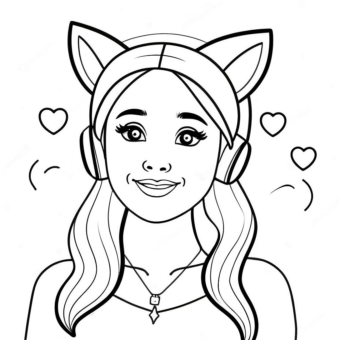 Ariana Grande with Cat Ears Coloring Page | Ariana Grande coloring page